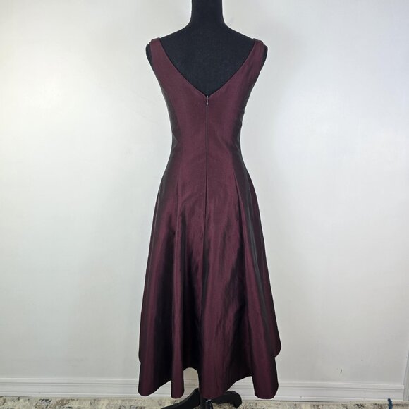 ABS Evening Allen Schwartz Dress Womens 2 Burgundy A-Line Tulle Formal Gown - Picture 3 of 12